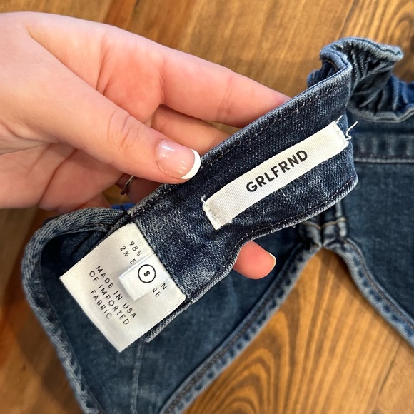 X REVOLVE GRLFRND DENIM HALTER TOP BRA TOP - Picture 4 of 4